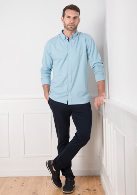 Chemise manches longues homme en maille bleu ciel - EOM Chemise manches longues homme en maille bleu ciel - EOM