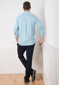 Chemise manches longues homme en maille bleu ciel - EOM