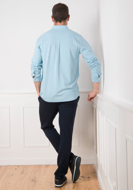 Chemise manches longues homme en maille bleu ciel - EOM Chemise manches longues homme en maille bleu ciel - EOM