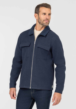 Veste zippée homme bleu marine avec col sherpa - EOM