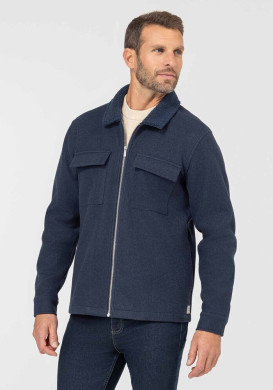 Veste zippée homme bleu marine avec col sherpa - EOM Veste zippée homme bleu marine avec col sherpa - EOM
