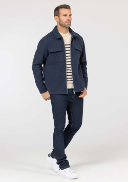 Veste zippée homme bleu marine avec col sherpa - EOM