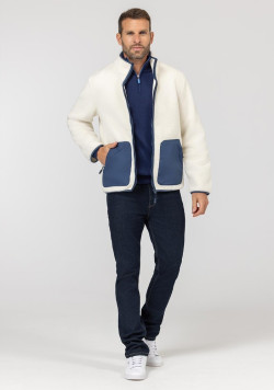 Veste sherpa homme écru et bleu - EOM