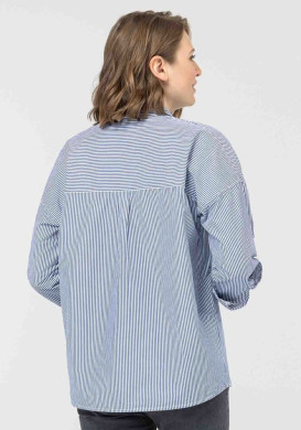 Chemise oversize femme à manches longues rayée bleue - EOM Chemise oversize femme à manches longues rayée bleue - EOM