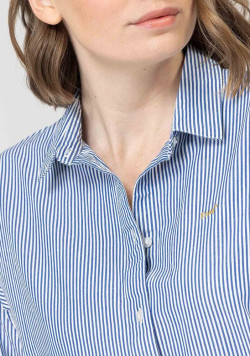 Chemise oversize femme à manches longues rayée bleue - EOM