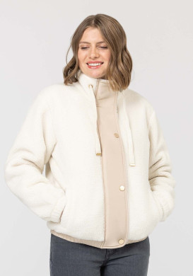 Veste femme sherpa avec détails beige - EOM Veste femme sherpa avec détails beige - EOM