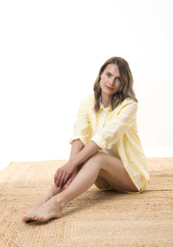 CHEMISE CHEMISIER ML FOND BLANC RAYE JAUNE CROUST2