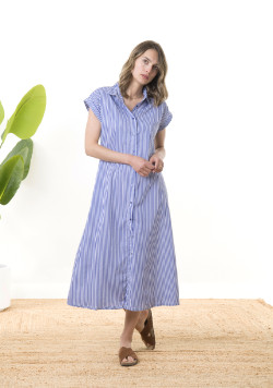 ROBE MC FOND BLANC RAYE BLEU RAPHIE