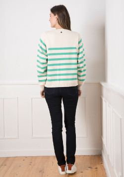 PULL FOND GREGE RAYE VERT KOULI