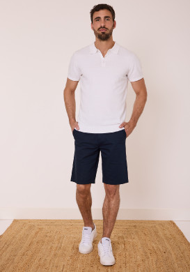 POLO MC NATUREL OULAN Polo tricot homme manches courtes blanc - EOM