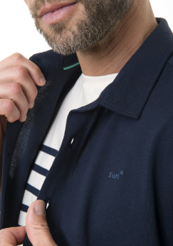 Chemise manches courtes homme 100% coton marine - EOM