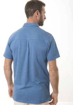Chemise manches courtes homme 100% coton bleu - EOM