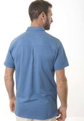 Chemise manches courtes homme 100% coton bleu - EOM Chemise manches courtes homme 100% coton bleu - EOM