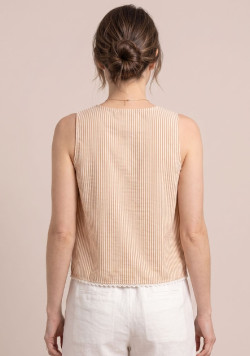 Débardeur chemise femme rayé blanc et bleu - EOM