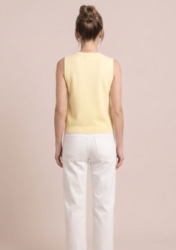 Gilet sans manches femme col V jaune - EOM