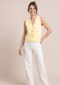 Gilet sans manches femme col V jaune - EOM