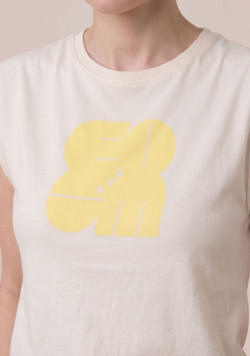 Tee-shirt sans manches femme blanc et jaune - EOM