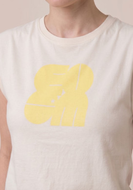 Tee-shirt sans manches femme blanc et jaune - EOM Tee-shirt sans manches femme blanc et jaune - EOM
