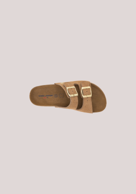 Sandales mules femme deux brides marron Sandales mules femme deux brides marron