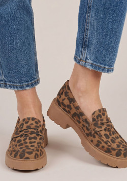 Mocassins femme léopard avec semelles épaisses