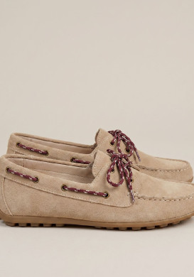 Mocassins femme beige avec lacets contrastants Mocassins femme beige avec lacets contrastants