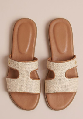 Sandales mules femme beige effet raphia Sandales mules femme beige effet raphia