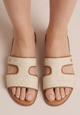 Sandales mules femme beige effet raphia Sandales mules femme beige effet raphia
