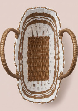 Sac cabas tressé blanc et doré