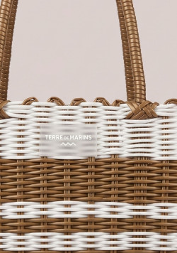 Sac cabas tressé blanc et doré