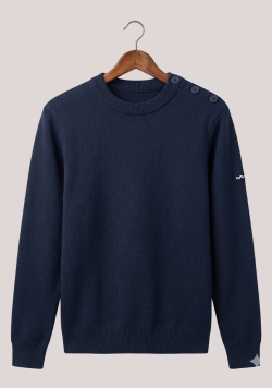 Pull 100% coton Homme bleu marine