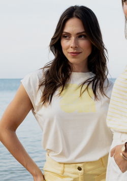 Tee-shirt sans manches femme blanc et jaune - EOM