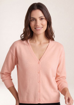 Gilet femme col V rose clair