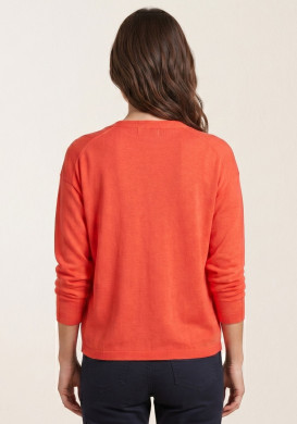 Gilet femme col V rouge corail Gilet femme col V rouge corail