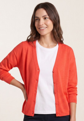 Gilet femme col V rouge corail Gilet femme col V rouge corail