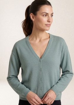 Gilet femme col V vert clair