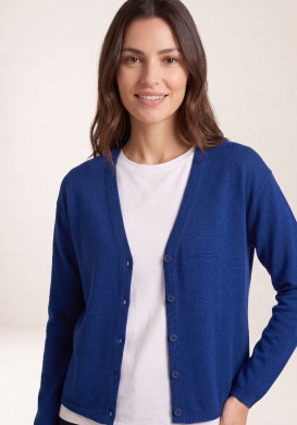 Gilet femme col V bleu roi Gilet femme col V bleu roi