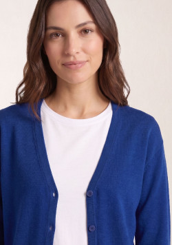 Gilet femme col V bleu roi