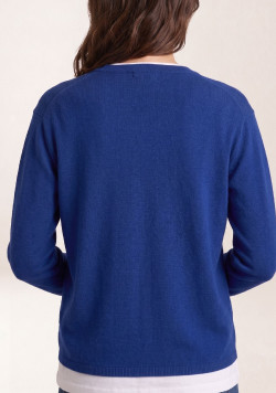 Gilet femme col V bleu roi
