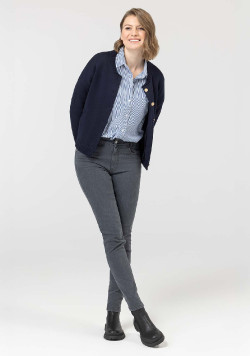 Gilet femme col rond bleu marine boutons dorés - EOM