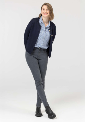 Gilet femme col rond bleu marine boutons dorés - EOM Gilet femme col rond bleu marine boutons dorés - EOM