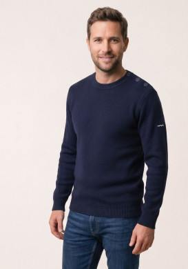 Pull 100% coton Homme bleu marine Pull 100% coton Homme bleu marine