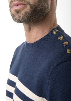 Pull marinière bleu marine Homme coton - EOM