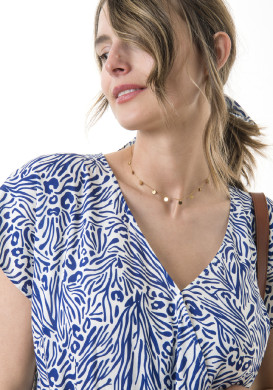 Robe femme en viscose imprimée bleu - EOM Robe femme en viscose imprimée bleu - EOM