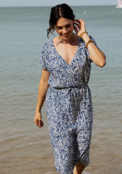 Robe femme en viscose imprimée bleu - EOM