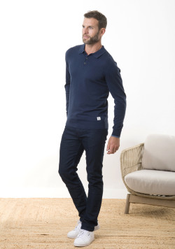 Pull homme col polo bleu marine - EOM