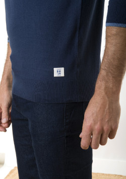 Pull homme col polo bleu marine - EOM