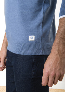 Pull homme col polo bleu - EOM