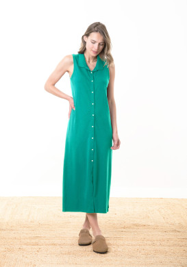 Robe longue sans manches femme verte - EOM Robe longue sans manches femme verte - EOM