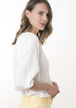 Blouse manches 3/4 femme en viscose blanche - EOM