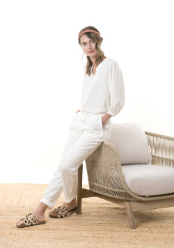 Blouse manches 3/4 femme en viscose blanche - EOM